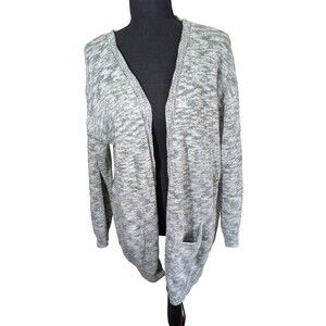 ModCloth Cardigan Sweater Green Marled Open Front Knit Pockets Casual Large